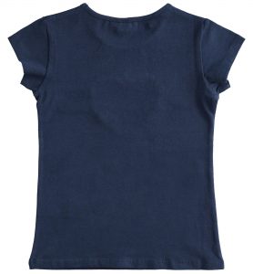 iDO T-SHIRT DLA DZIEWCZYNKI, GRANATOWY Z APLIKACJĄ (R. 128-152)