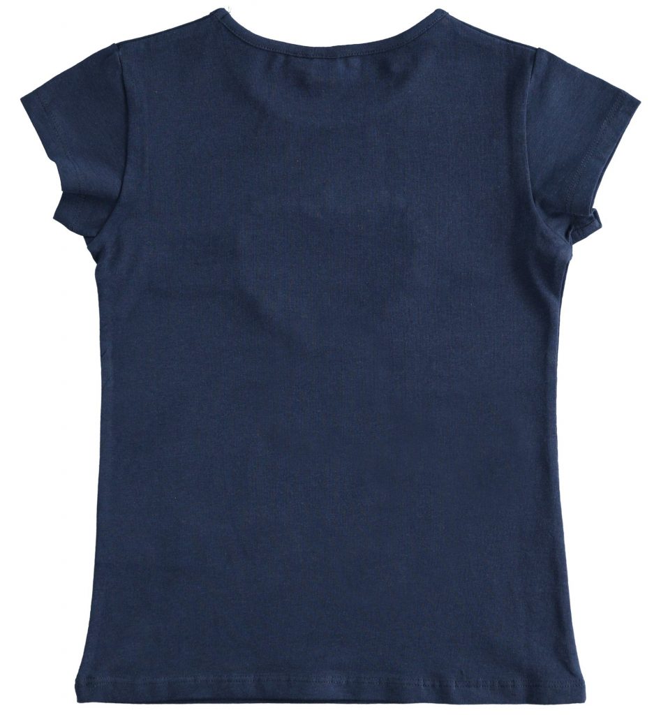 iDO T-SHIRT DLA DZIEWCZYNKI, GRANATOWY Z APLIKACJĄ (R. 128-152)