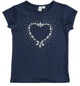 iDO T-SHIRT DLA DZIEWCZYNKI, GRANATOWY Z APLIKACJĄ (R. 128-152)