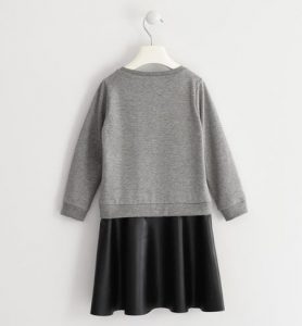 iDO SUKIENKA DLA DZIEWCZYNKI OCIEPLANA, SZARA Z APLIKACJĄ (R.128-152)