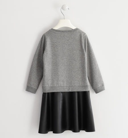 iDO SUKIENKA DLA DZIEWCZYNKI OCIEPLANA, SZARA Z APLIKACJĄ (R.128-152)