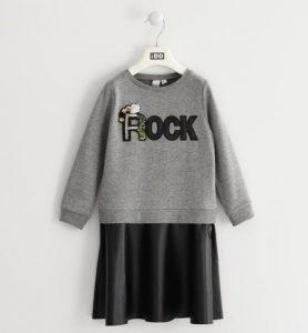 iDO SUKIENKA DLA DZIEWCZYNKI OCIEPLANA, SZARA Z APLIKACJĄ (R.128-152)