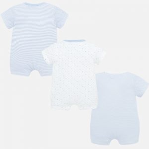 MAYORAL ZESTAW 3 PIŻAMEK NA NOWORODKA, NIEBIESKI
