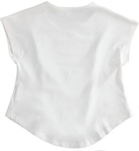 iDO T-SHIRT DLA DZIEWCZYNKI, BIAŁY Z APLIKACJĄ (R.128-152)