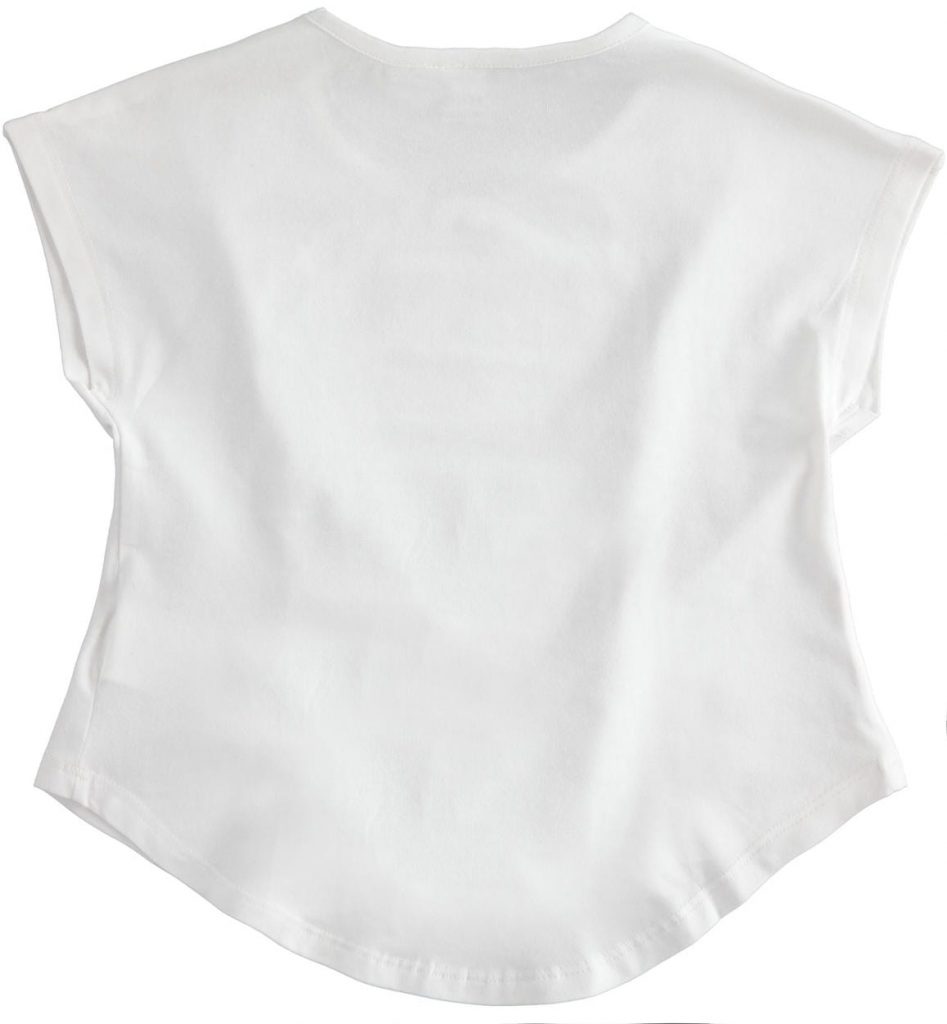 iDO T-SHIRT DLA DZIEWCZYNKI, BIAŁY Z APLIKACJĄ (R.128-152)