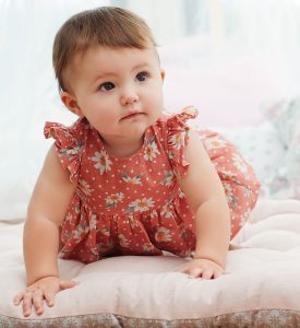 MINIBANDA Sukienka niemowlęca, DZIEWCZĘCA W KWIATKI