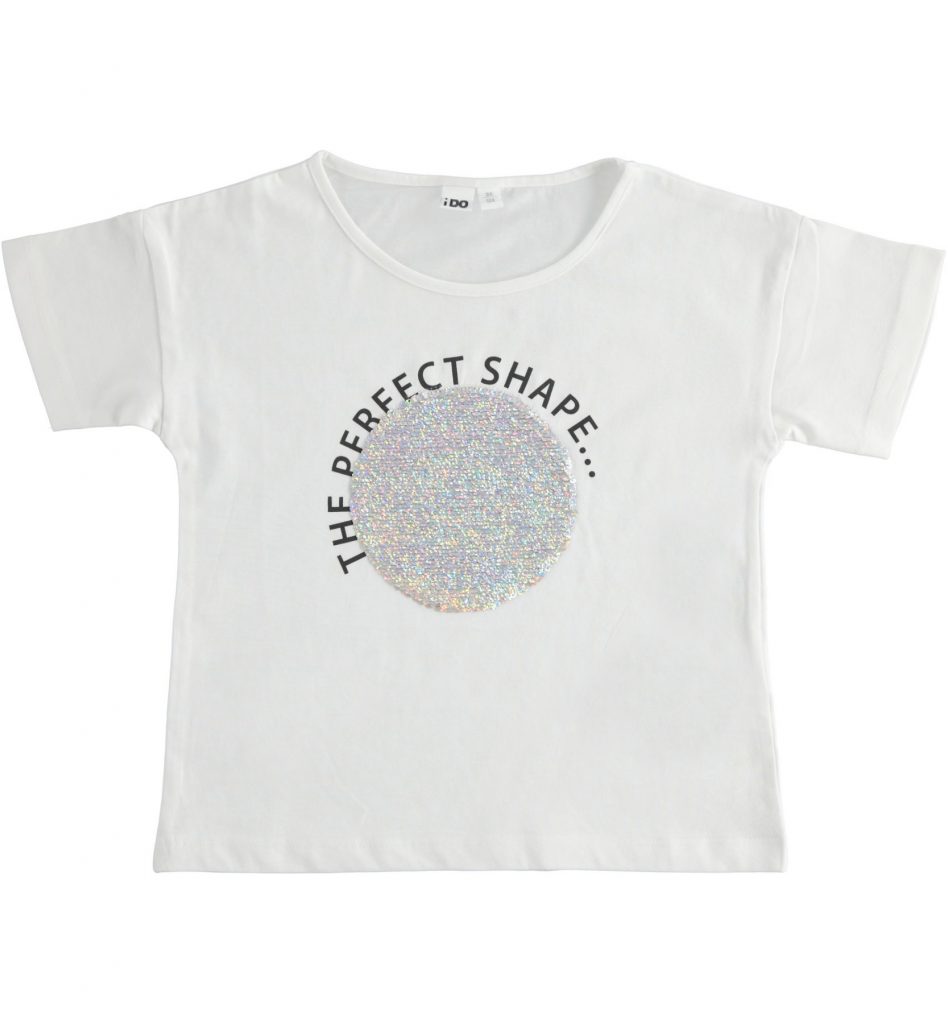 iDO T-SHIRT DZIEWCZĘCY, BIAŁY