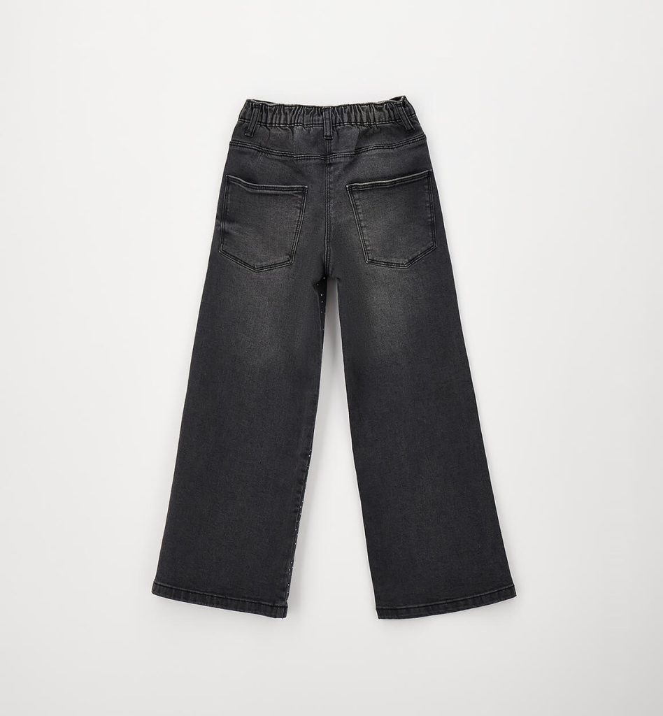 szerokie jeansy z kryształkami