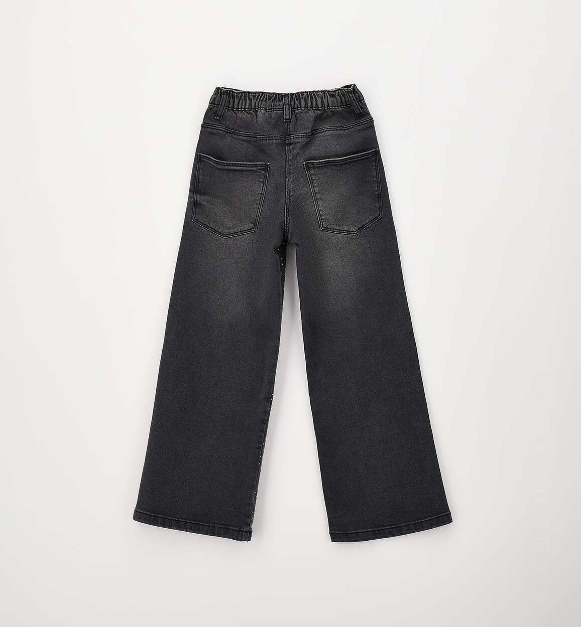 szerokie jeansy z kryształkami